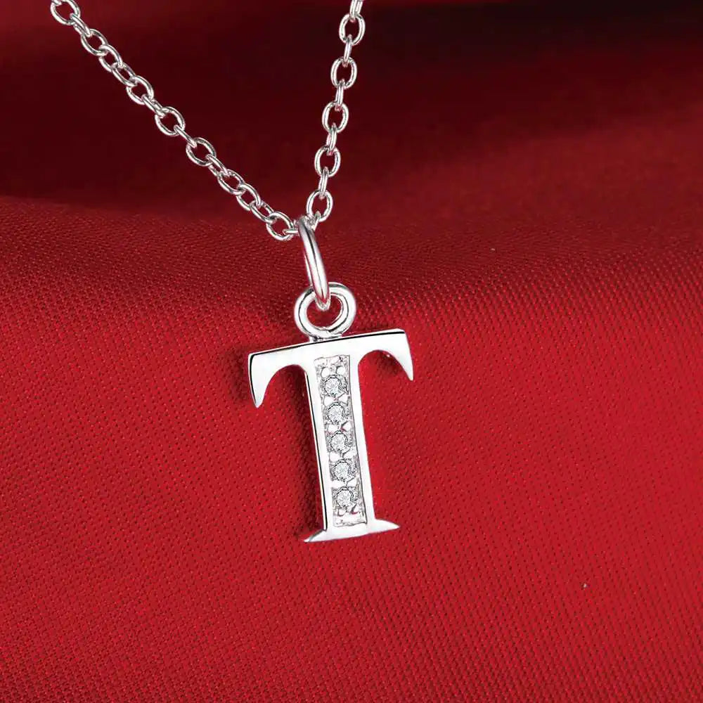 26 Letters 925 Sterling Silver Necklace Pendant Zircon For Women Exquisite Student Girlfriend Jewelry Accessories Wedding Gif