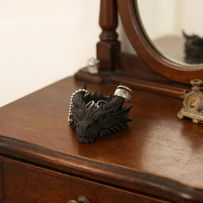 Cool Gothic Dragon Head Desktop Decor, Dark Series Jewelry Storage Organizer, Home Ornament