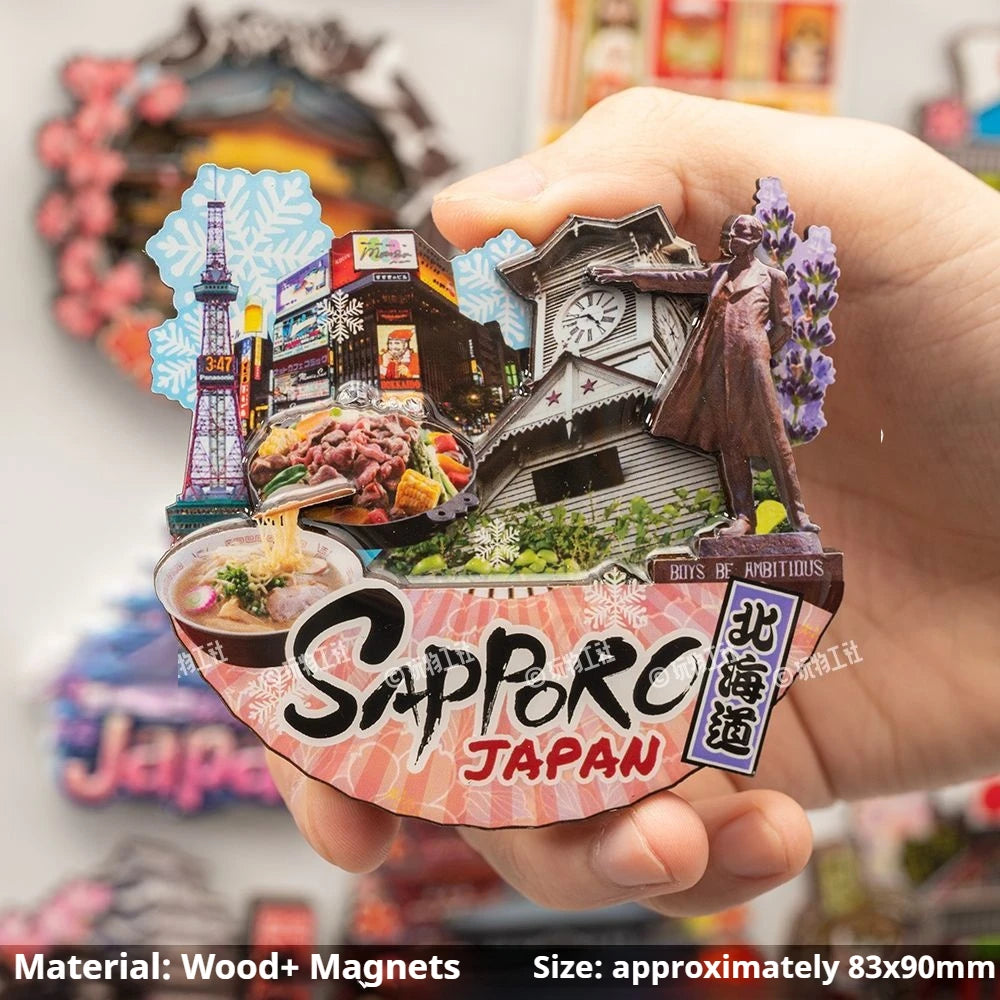 Japanese Travel Souvenir Fridge Magnet City Tourist Attraction Home Decor Basswood Resin Stickers Creative Gifts from Japan -