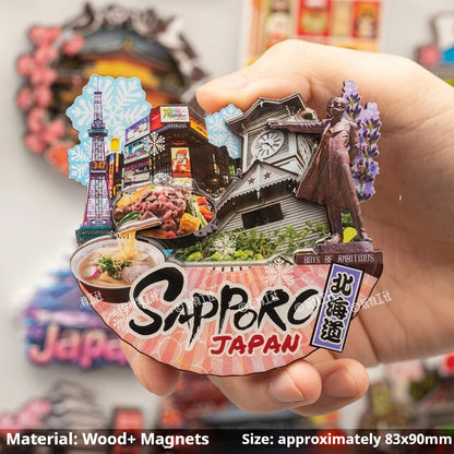 Japanese Travel Souvenir Fridge Magnet City Tourist Attraction Home Decor Basswood Resin Stickers Creative Gifts from Japan -