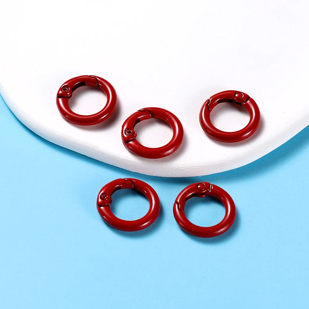 5Pcs/Lot 21 Colors Metal O Ring Spring Clasp Openable Round Carabiner Keychain Clips Hook Dog Chain DIY Jewelry Buckle Connec