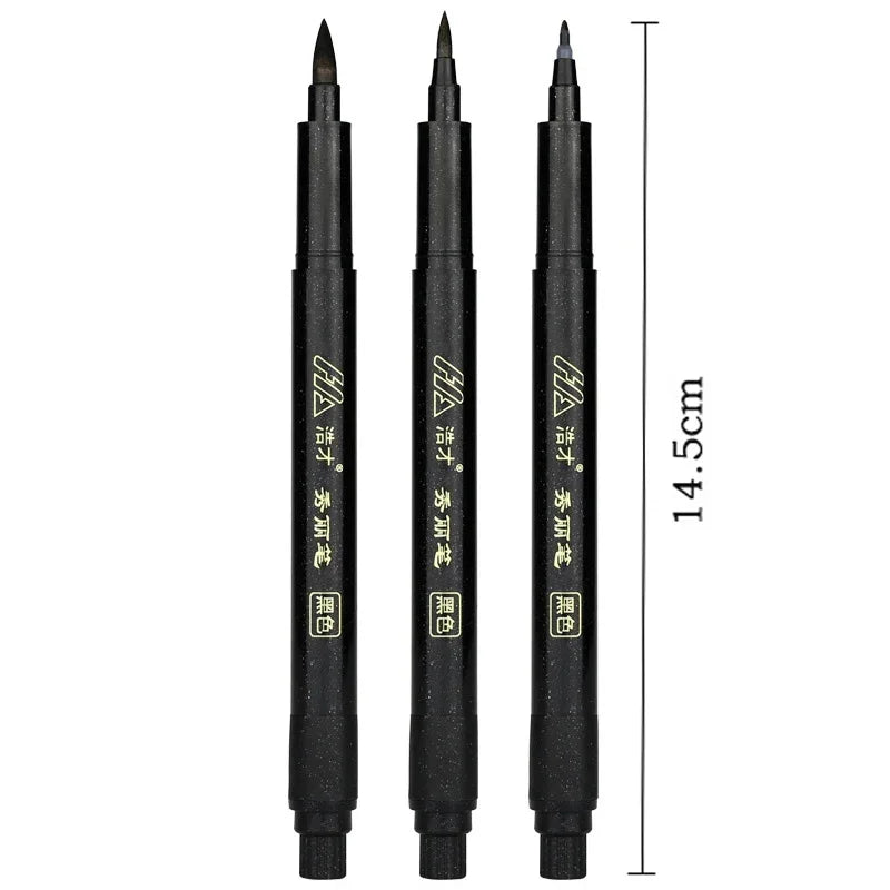 3 Pcs/Set Calligraphy Painting Pen Chinese Brush Pens for Writing Lettering Signatures Soft Brush Tip Refillable Ink Art Craf