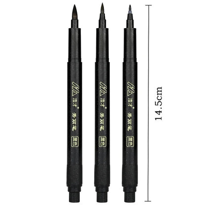 3 Pcs/Set Calligraphy Painting Pen Chinese Brush Pens for Writing Lettering Signatures Soft Brush Tip Refillable Ink Art Craf