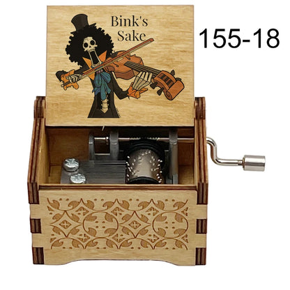Bink's Wooden Painted Music Box Anime Carved Musical Box Desktop Decoration Sake Melody Christmas Birthday Gift - 155-18-hand