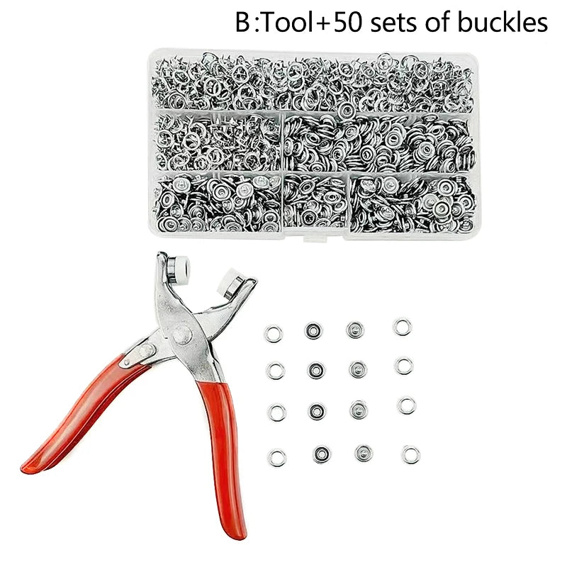 Snaps Buttons Pliers Set Snap Fasteners Kit Tool Sewing Buttons Press Studs Snap for Installing Clothes Bags - Pliers and 50 