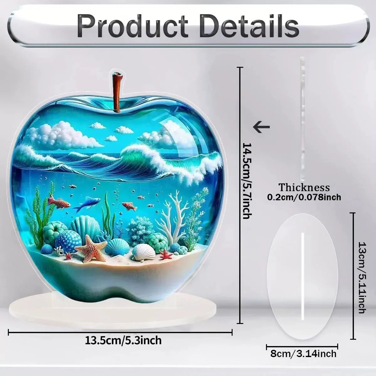 2D Acrylic Apple Landscape Desktop Decoration Ornament Home Living Room Entrance Tabletop Decoration Office Table Ornament - 