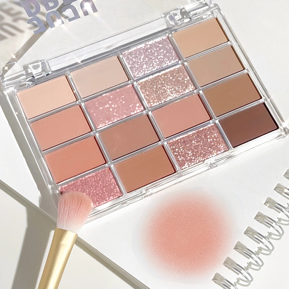 JUJU DREAM 16-Color Earth Tone Eyeshadow Matte & Shimmer Palette, Lying Silkworm Brightener for Soft Daily Makeup - 02
