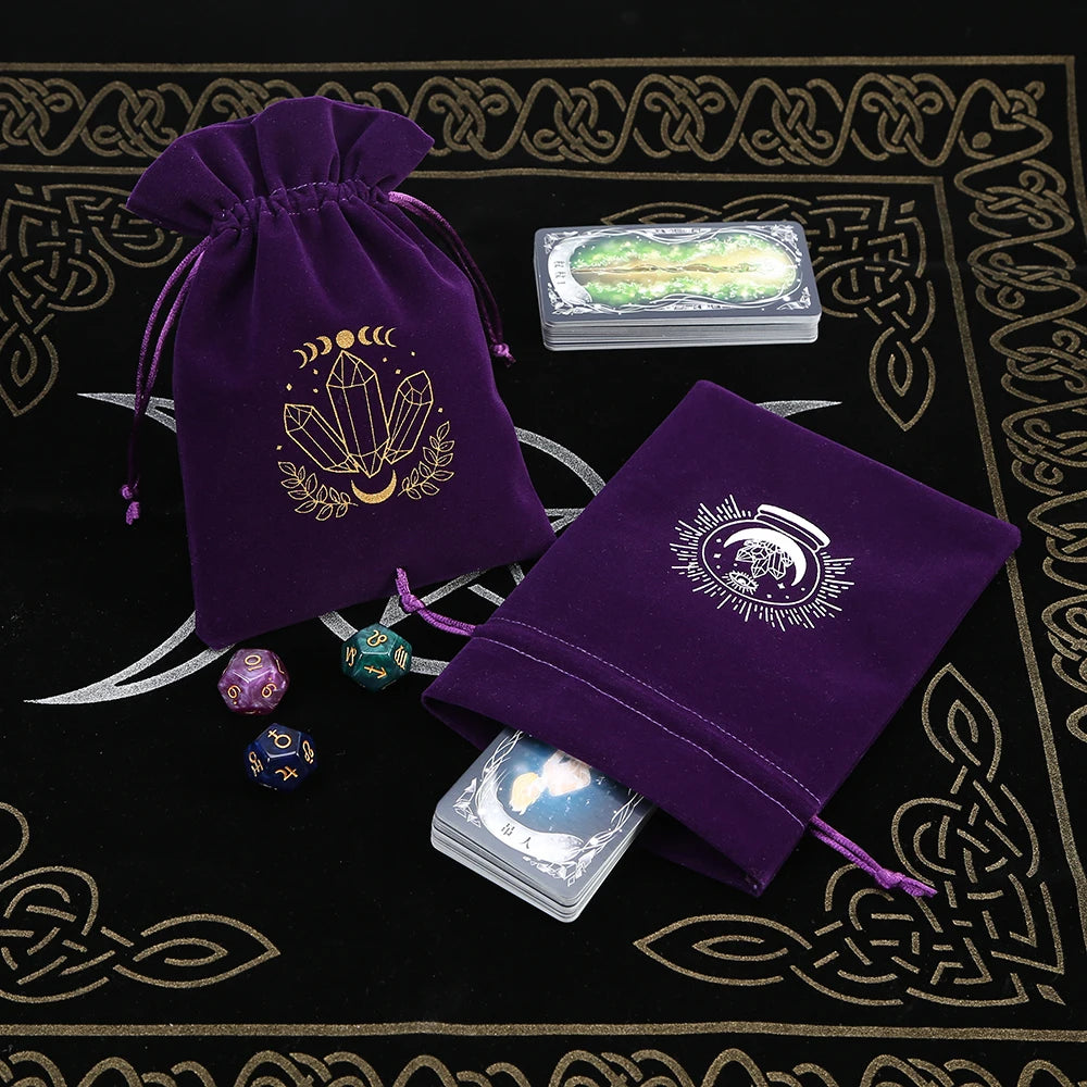 1Pcs Tarot Storage Velvet Bag Drawstring Suede Pocket Board Game Card Embroidery Package Witchcraft Supplies for Altar Tarot 