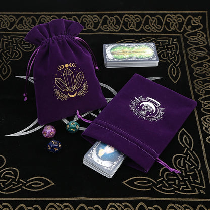 1Pcs Tarot Storage Velvet Bag Drawstring Suede Pocket Board Game Card Embroidery Package Witchcraft Supplies for Altar Tarot 