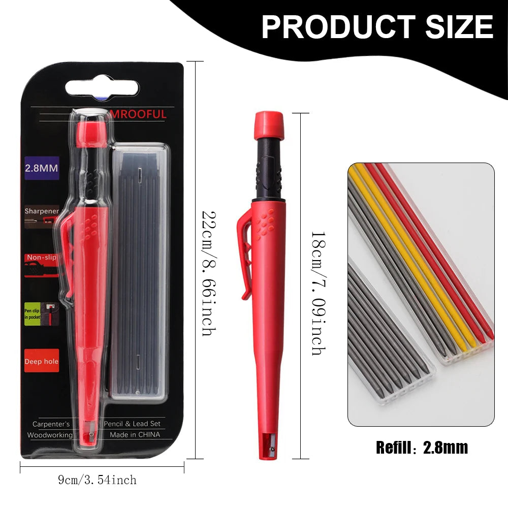 Woodworking Pencil Card Set, Deep Hole Marking and Drawing, with 2.8mm Reliable and Durable Lead, for Carpenters Engineering