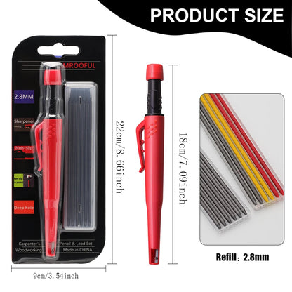 Woodworking Pencil Card Set, Deep Hole Marking and Drawing, with 2.8mm Reliable and Durable Lead, for Carpenters Engineering