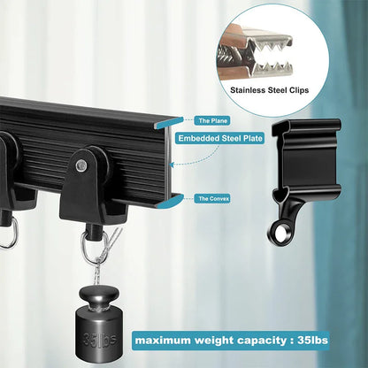 Flexible Bendable Curtain Track Ceiling Wall Mount Black White Curved Heavy Duty RV Sliding Curtain Rail System Room Divider 