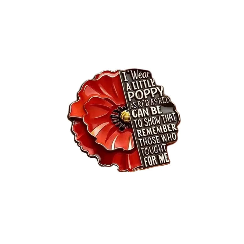 Creative Red Friday Brooch Memorial Day Badges Remembrance Day Patriotic Fashion Clothes Pins Backpack Decoration Jewelry Gif