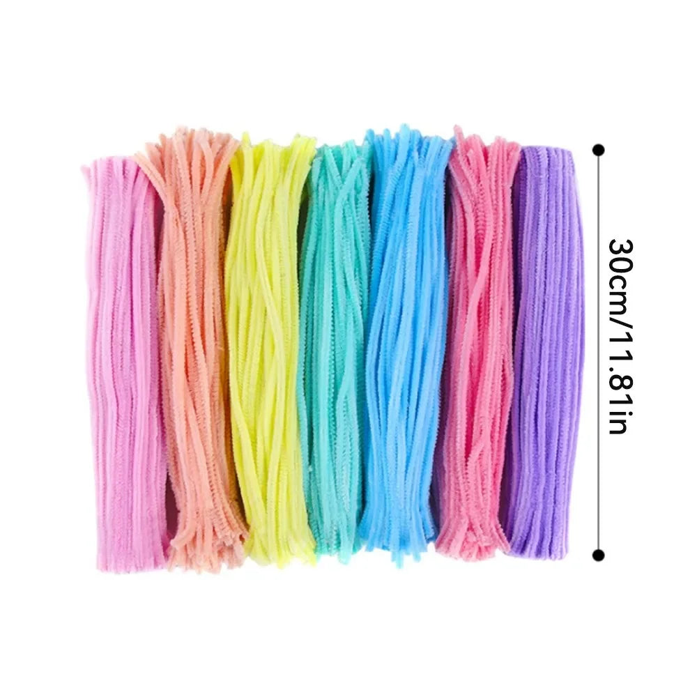 100~1000Pcs Colorful Chenille Rod Pipe Creative DIY Plush Wires Twist Stick Hair Strip Flower Handmade Crafts