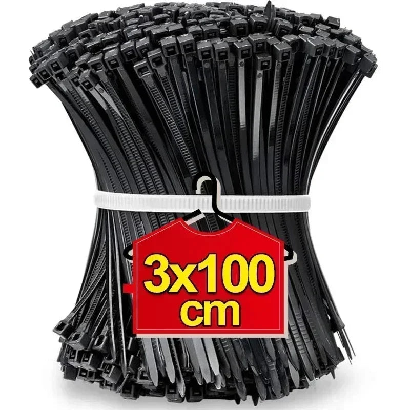 2000/100Pcs Self Locking Nylon Cable Ties Plastic Cord Tie Heavy Duty Cables Fastening Rings Loop Hardware Organizer Wire Str
