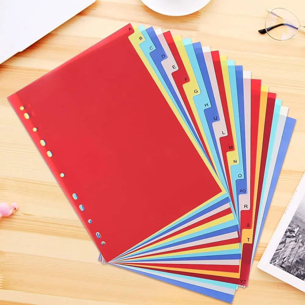 21Pcs Binder Dividers, A-YZ Alphabet Label Notebook Dividers, Suitable for 2/3/4/11 Ring Binders.