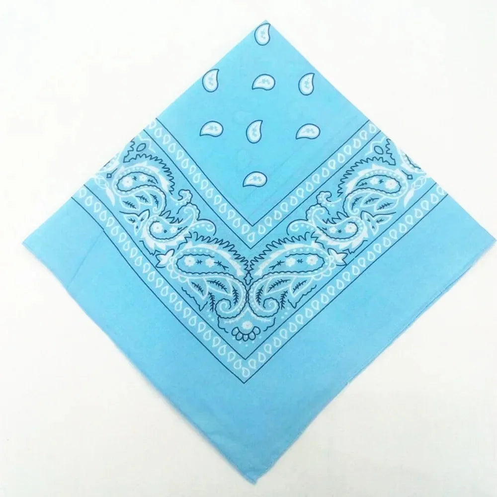 Unisex Men Women Bandana Hairband Cowboy Mens Biker Sports Headwear Wrist Hairwrap Single Sided Head Wrap Scarf Paisley - Sky