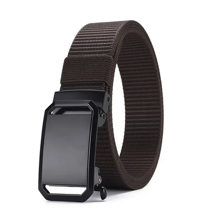 New Automatic Buckle Belt, Canvas Tactical Workwear Casual Outdoor Military Training Pants Belt For Men - light brown