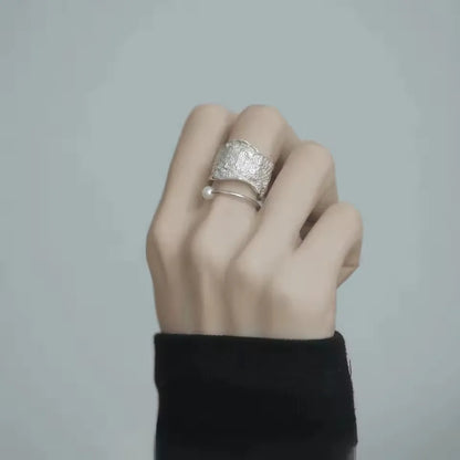VENTFILLE 925 Sterling Silver Rings INS Fashion Hip Hop Vintage Couples Hollow Lines Punk Thai Silver Party Adjustable Jewelr