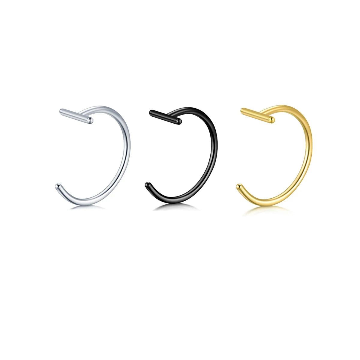 18G Clip-On Fake Lip Ring Stainless Steel Hypoallergenic Punk Non Piercing Lip Hoop 18K Gold Plated Cartilage Conch Cuff Earr