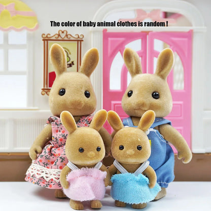 Rabbit Doll 1/12 Micro Dollhouse Reindeer Sheep Elephant Squirrel Family Kitchen Toy Miniature Furniture Set Girl Toy Gift - 
