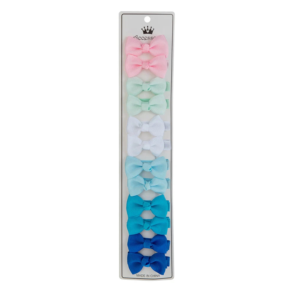 12Pcs/Lot Solid Color Grosgrain Ribbon Bowknot Kids Hair Clips Handmade Bows Baby Girls Barrettes Hairpins Photo Props Gift S