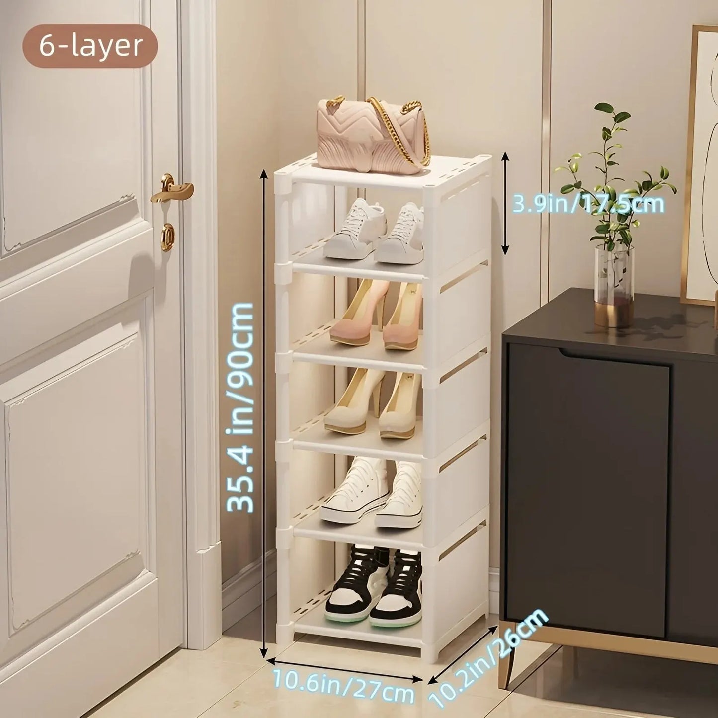 1pc 6/8 Layers Shoe Organizer, Space-saving Metal Frame & Fabric Interlayer Shoe Rack, T1 Shelf for Entryway Hallway Living R