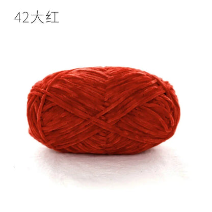 Pear Lustre Chenille Yarn 148Meters/Skein 2mm Thin Pleuche Wool Rope for Hand Crochet Dolls Shoes Materials - 42 Big Red