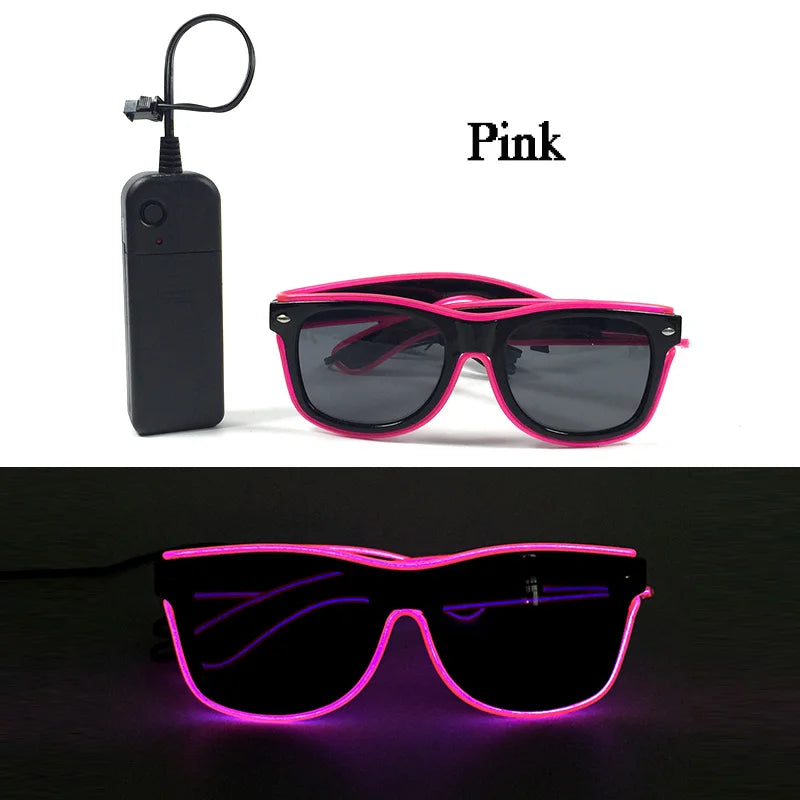 1PC Light Up LED Glasses Glow Sunglasses EL Wire Neon Glasses Glow in The Dark Party Supplies Neon Party Favors for Adults - 