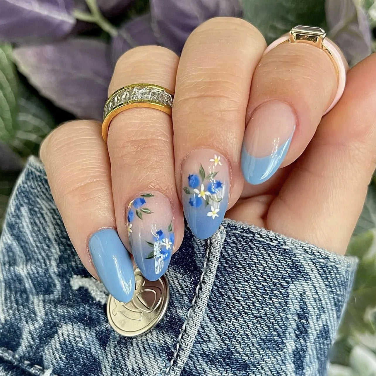 24Pcs Short Round Almond Lovely False Nails Full Cover Fresh Cartoon Fruit Pattern Designs Wearing Nails Art French Summer Na