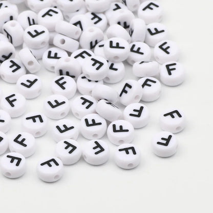 50/100pcs/lot 7x4mm White Round A-Z Alphabet Letter Acrylic Loose Spacer Beads for Jewelry Making Diy Bracelet Accessories - 