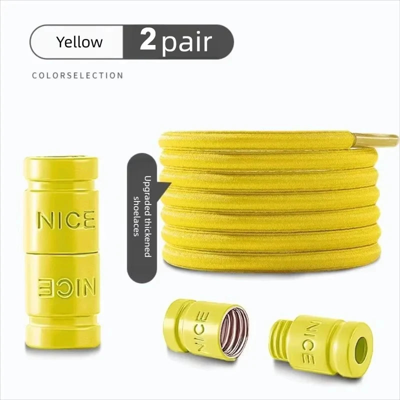 Colorful Metal Lock Sneakers Elastic Shoelaces No Tie Sports Shoe Laces Capsule Lock Stretch Rubber Shoestrings for Easy Wear