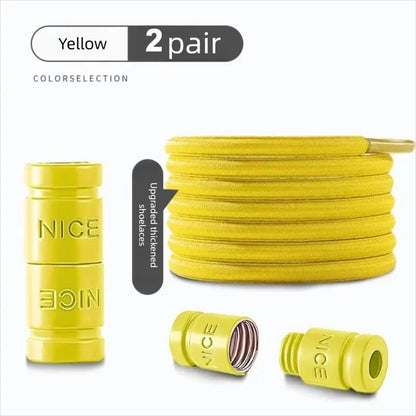Colorful Metal Lock Sneakers Elastic Shoelaces No Tie Sports Shoe Laces Capsule Lock Stretch Rubber Shoestrings for Easy Wear