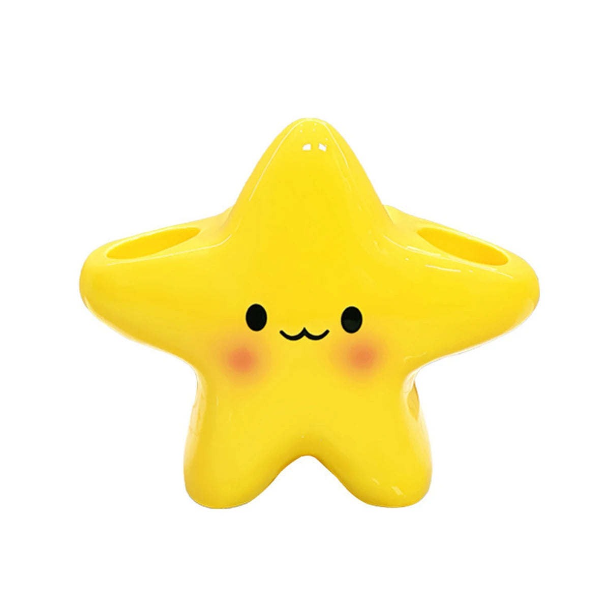 Cute Star-Shaped Toothbrush Holder Freestanding Bathroom Organizer with Cute Face Design, Space-Saving Toothbrush & Toothpast