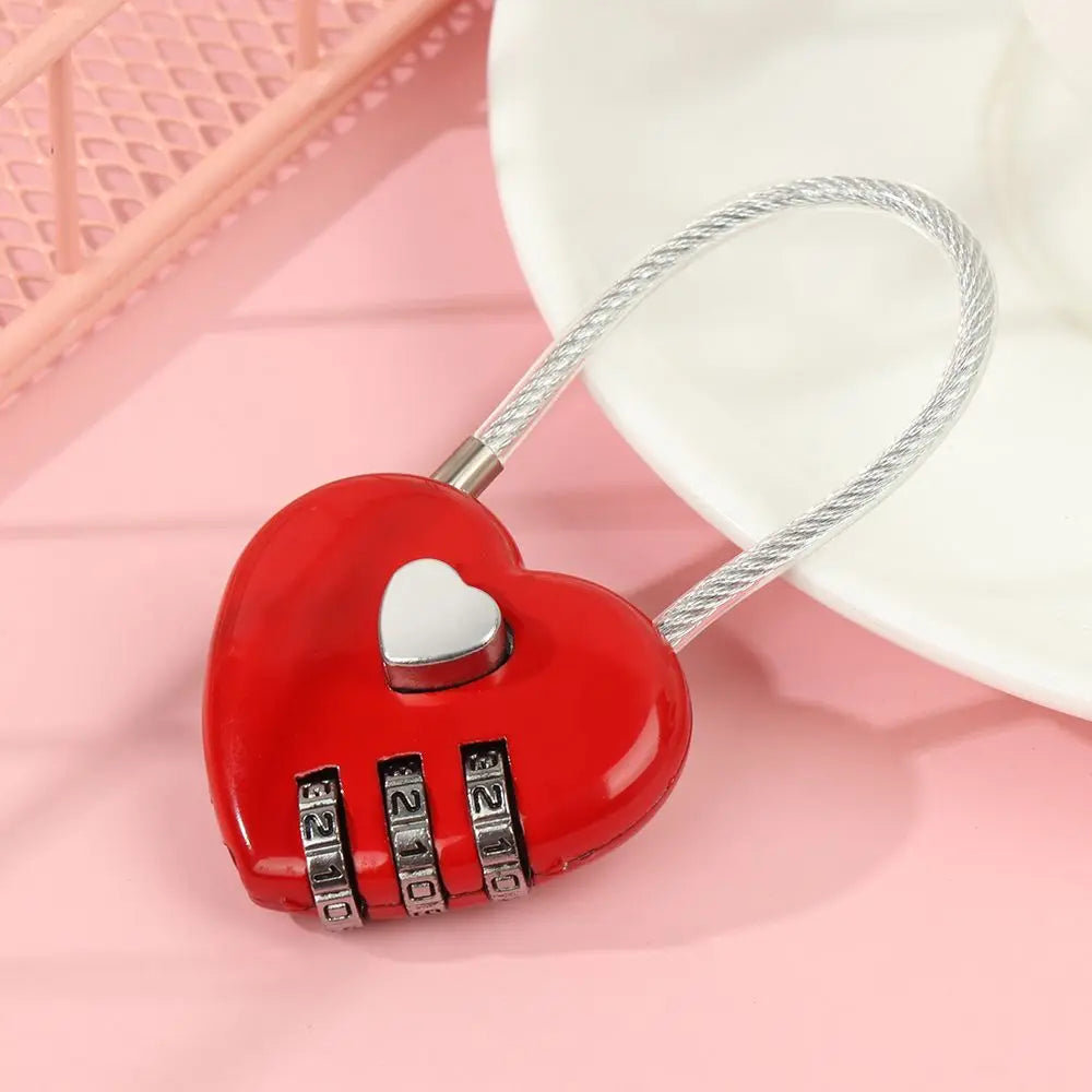 Heart Shaped 3 Digit Password Lock Luggage Travel Suitcase Locker Case Supply Code Drawers Padlock Security Tool Accessories