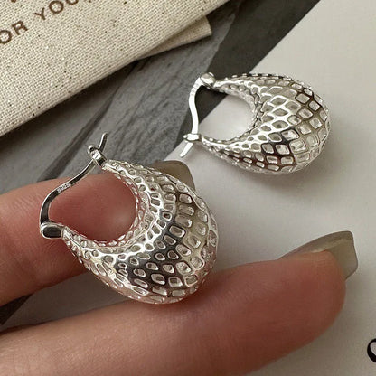 925 Sterling Silver Vintage Earrings For Women Trendy Simple Big Web Earring Jewelry Prevent Allergy Party Accessories - as p