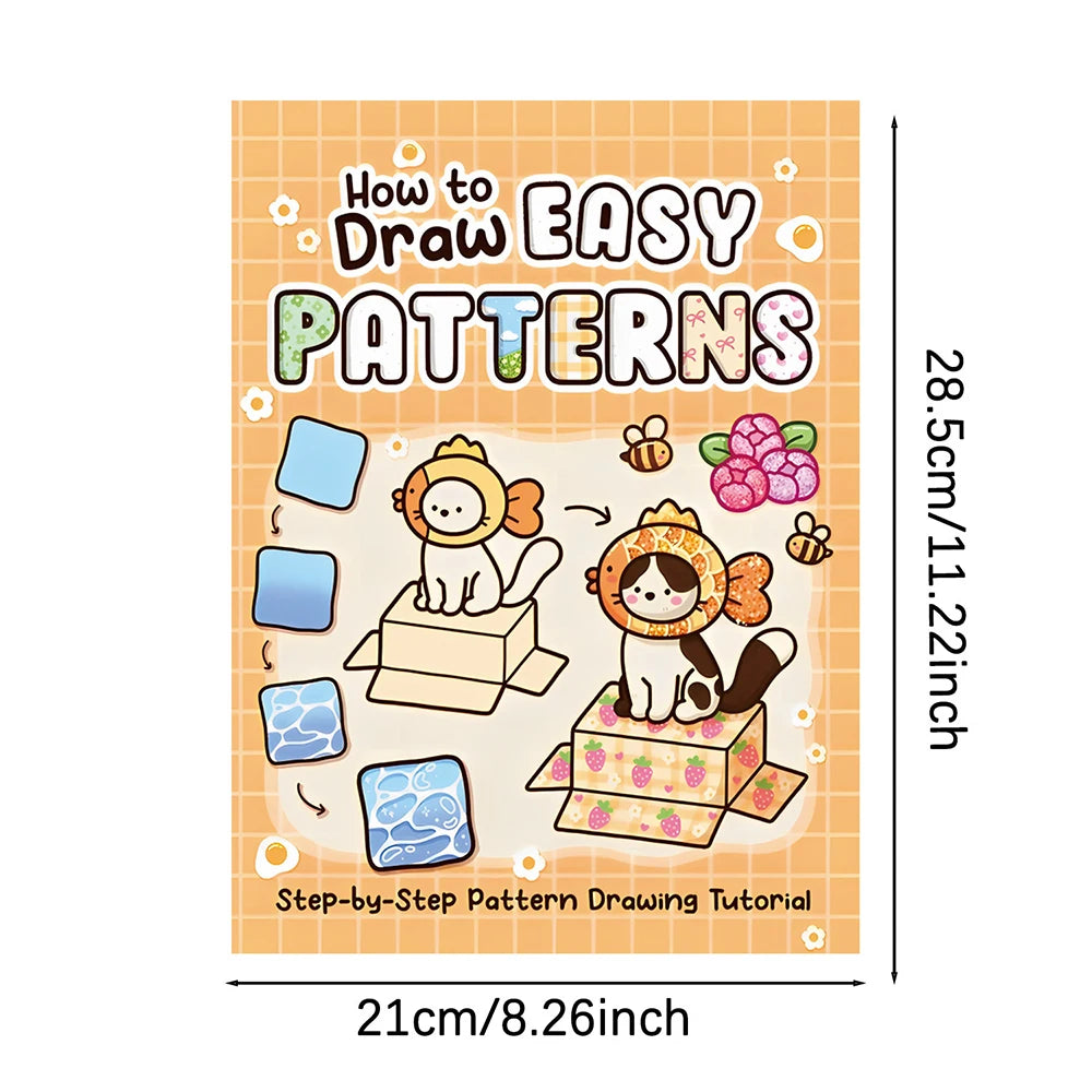 How to draw easy patterns，guide detailed steps for students to draw cartoon patterns，coloring book，notes