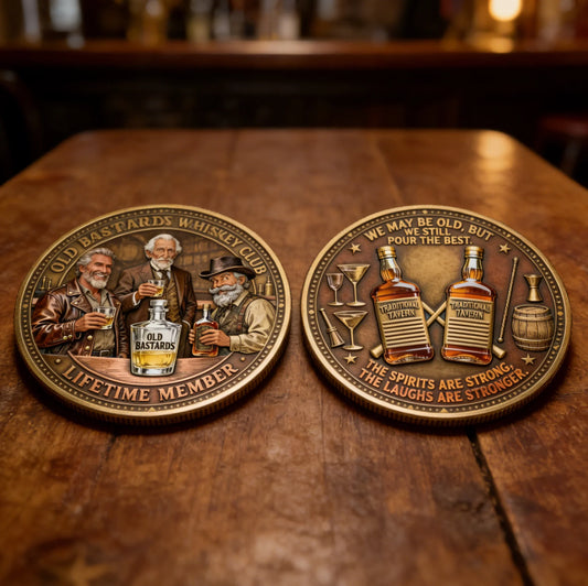 Old Bastards Whiskey Club Golden Plated 3D Carved Collectible Coin Unique Gift Item