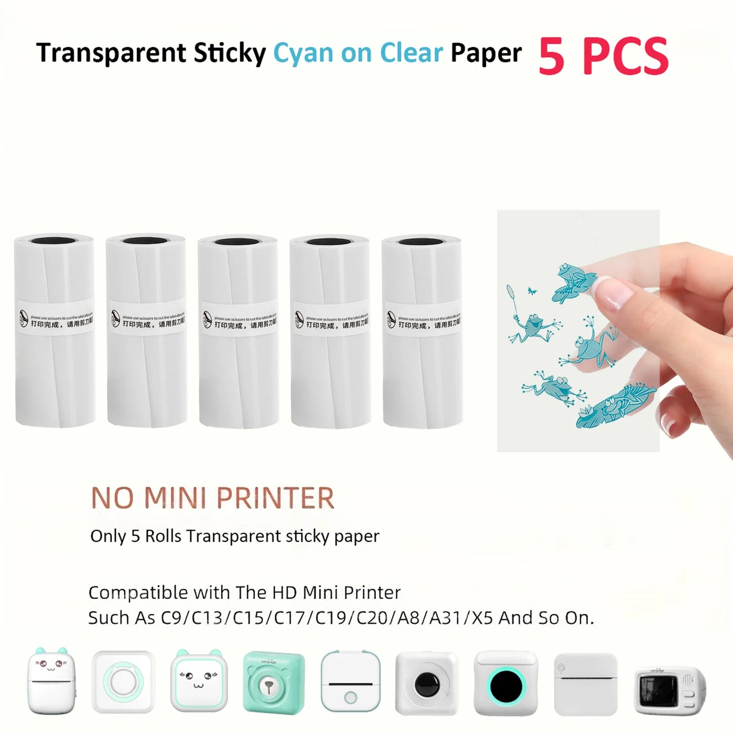 Thermal Mini Printer, Portable Inkless Sticker Maker,Bluetooth Free Cut Small Pocket Printer for Children DIY 57mm Photo Prin