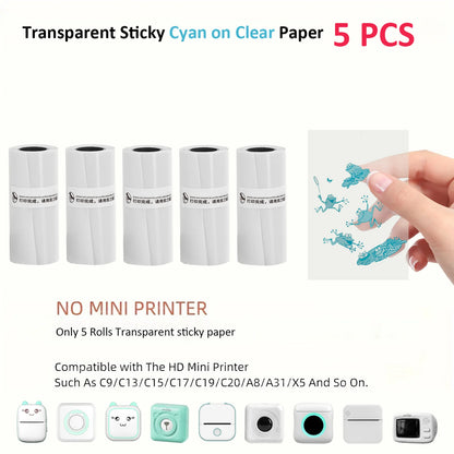 Thermal Mini Printer, Portable Inkless Sticker Maker,Bluetooth Free Cut Small Pocket Printer for Children DIY 57mm Photo Prin