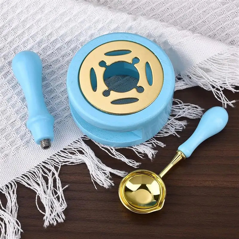 1/2/3pcs Wax Seal Set Wood Wax Melting Lacquer Furnace With /Spoon/Handle Wax Bead Melting Heater Wax Pot Heater For Stamp Cr