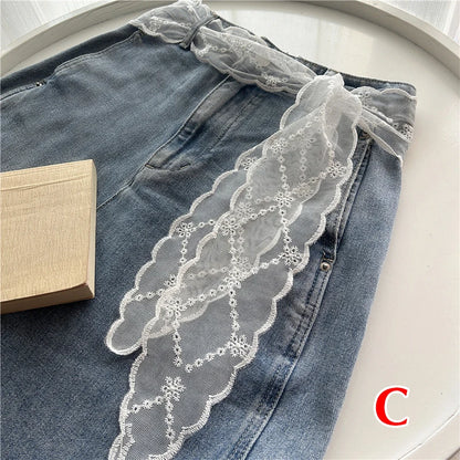 Sweet Lace Elastic Bow Tie Bohemian Waist Chain Belt for Women Fashion Sweater Chain Waist Seal Body Decor Accessories - Styl