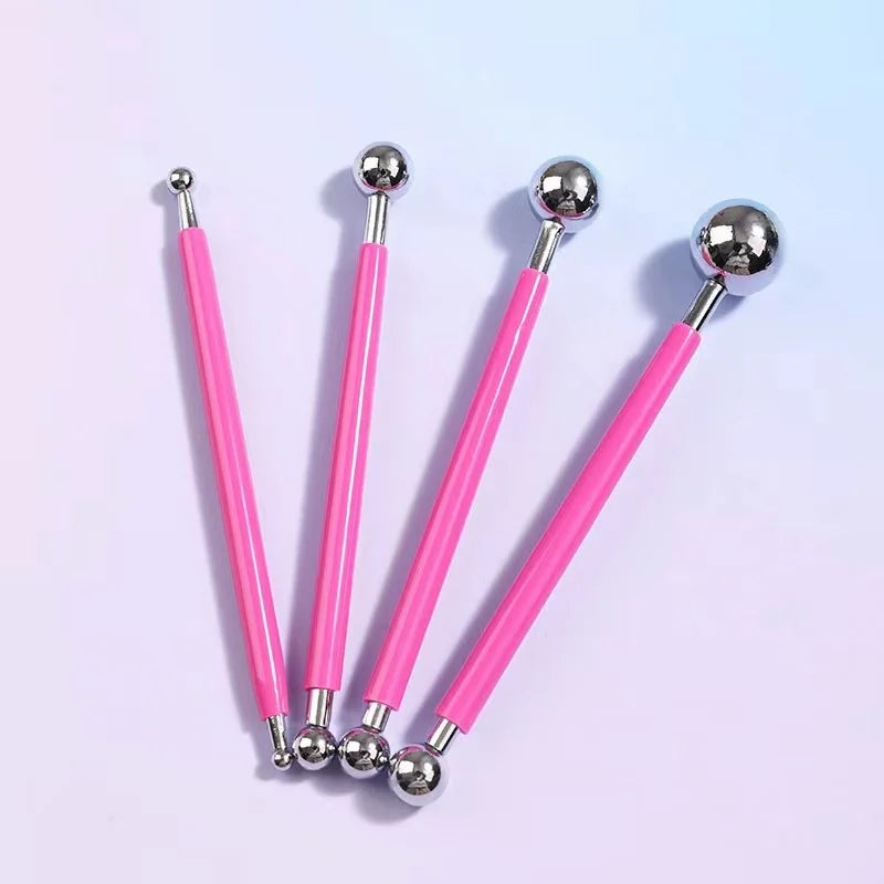 4pcs Sculpture Modeling Tools Clay Tools Dotting Sculpting Modeling ceramics Set Double-Ended Metal Ball Cake Decoration Tool