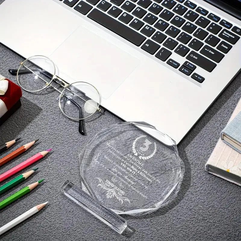 14cm Blank Crystal Trophy Award - Unprinted Cup for Custom Engraving, Corporate, School, Team Sports