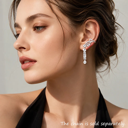 Glamorous Single Ear Stud Climber Water Drop Europe Style Fine Jewerly For Women Romantic Gift In 925 Sterling Silver
