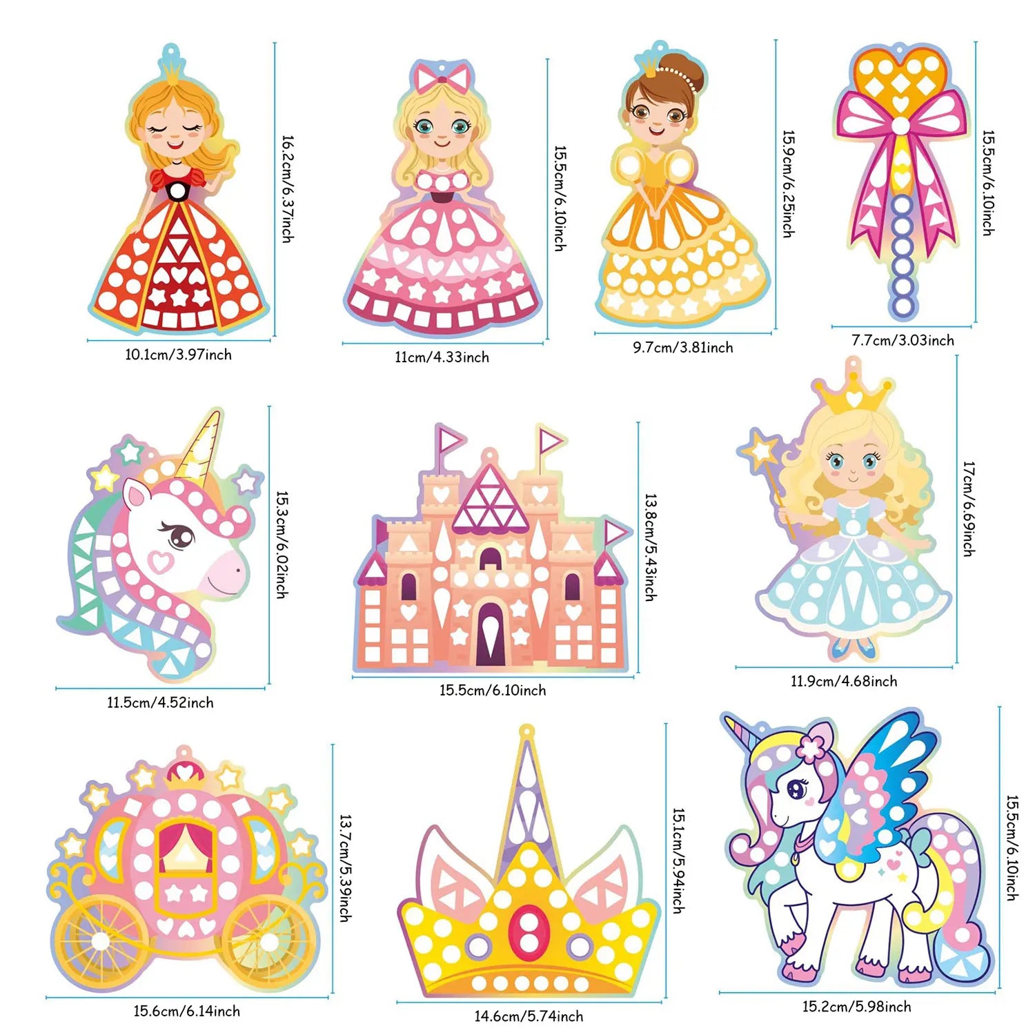 Holographic Mosaic Princess Mermaid Art Set DIY Craft Kit Foil Stickers For Birthday Gift For Travel Gift DIY Decor