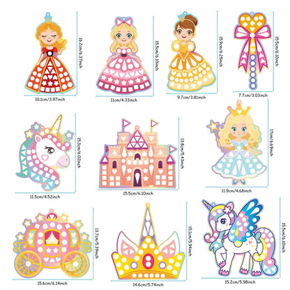 Holographic Mosaic Princess Mermaid Art Set DIY Craft Kit Foil Stickers For Birthday Gift For Travel Gift DIY Decor