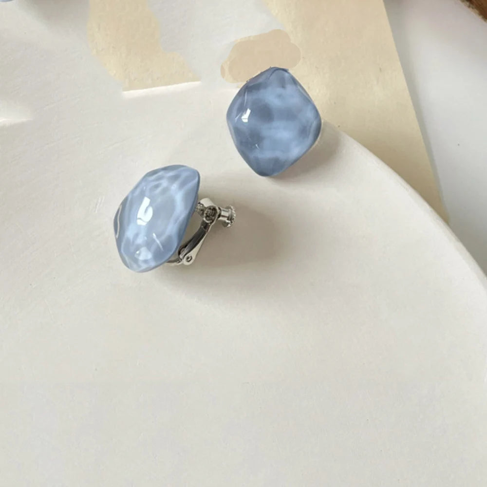 Non Pierced Irregular Geometric Ear Clip Earrings Candy Color Resin Jewelry Fashion Earcuffs For Women Pendientes Mujer - col