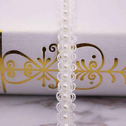1yard/lot White black Pearl Bead lace Ribbon Tape lace fabric Trim Ribbons for DIY Sewing Garments Handmade Clothing Accessor