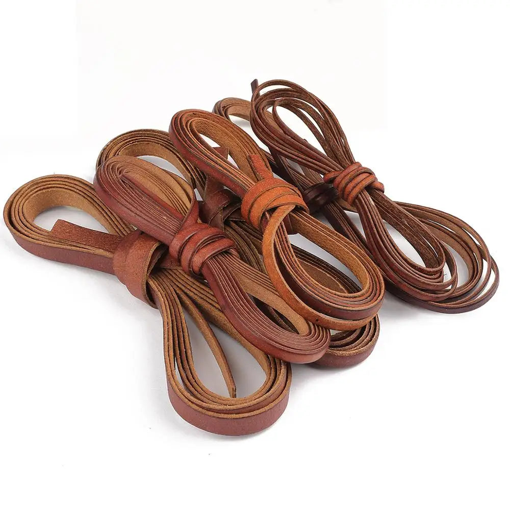 2m Vintage Faux Cowhide Leather Cord Strip Round/Flat Rope String DIY Bracelet Necklace Braided Craft Jewelry Making